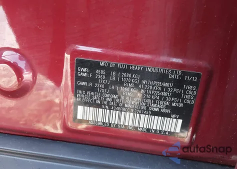 2014 Subaru Outback 2.5I Premium from USA, damaged, VIN 4S4BRBCC1E3261459